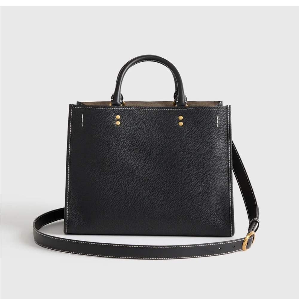 Quince Black Leather Tote Bag